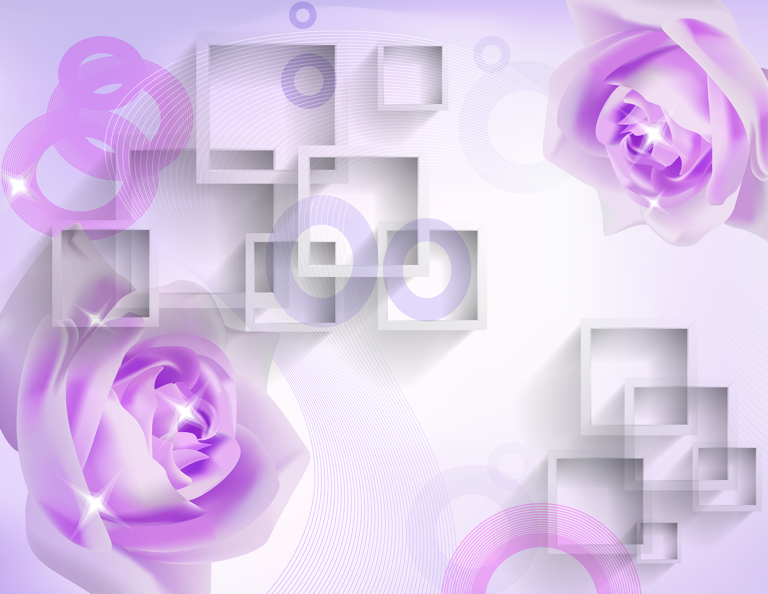 3D紫色玫瑰 耐刮板,肤感打印,艺术玻璃,UV打印,平开衣柜门,整体衣柜,高光系列 3D紫色玫瑰 3D 方块 几何 立体 圆圈 紫色 花朵 玫瑰 矢量